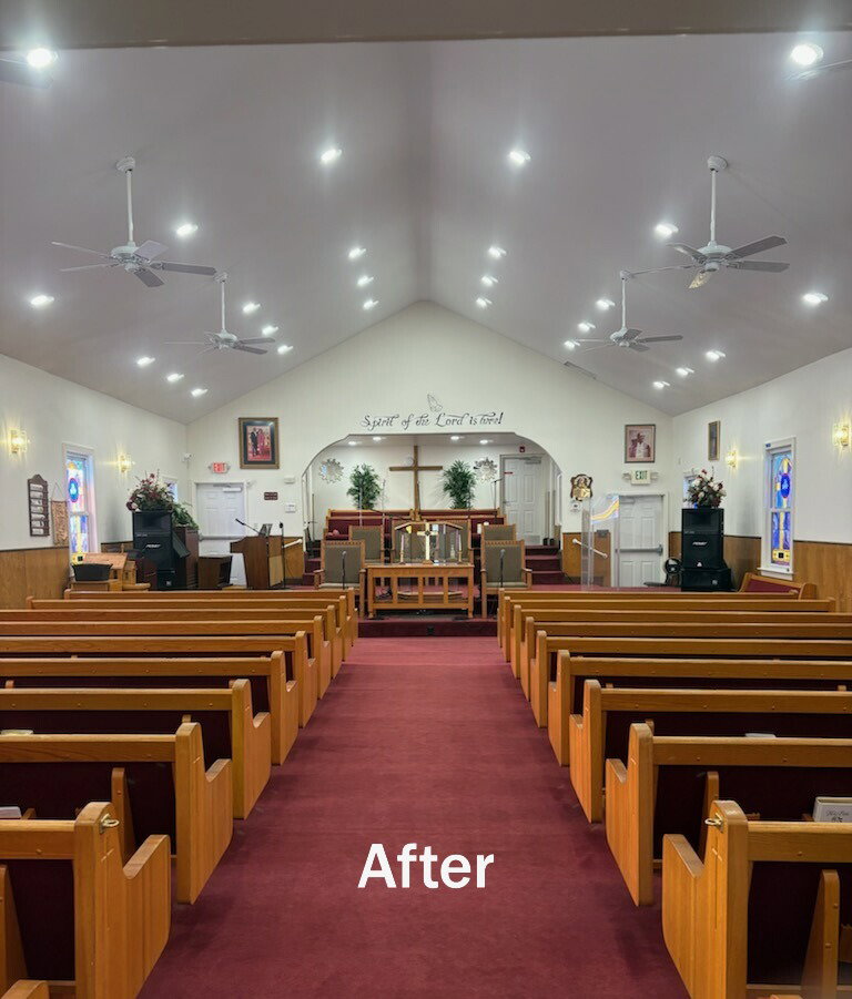 Sanctuary lighting upgrade — after the work was carried out