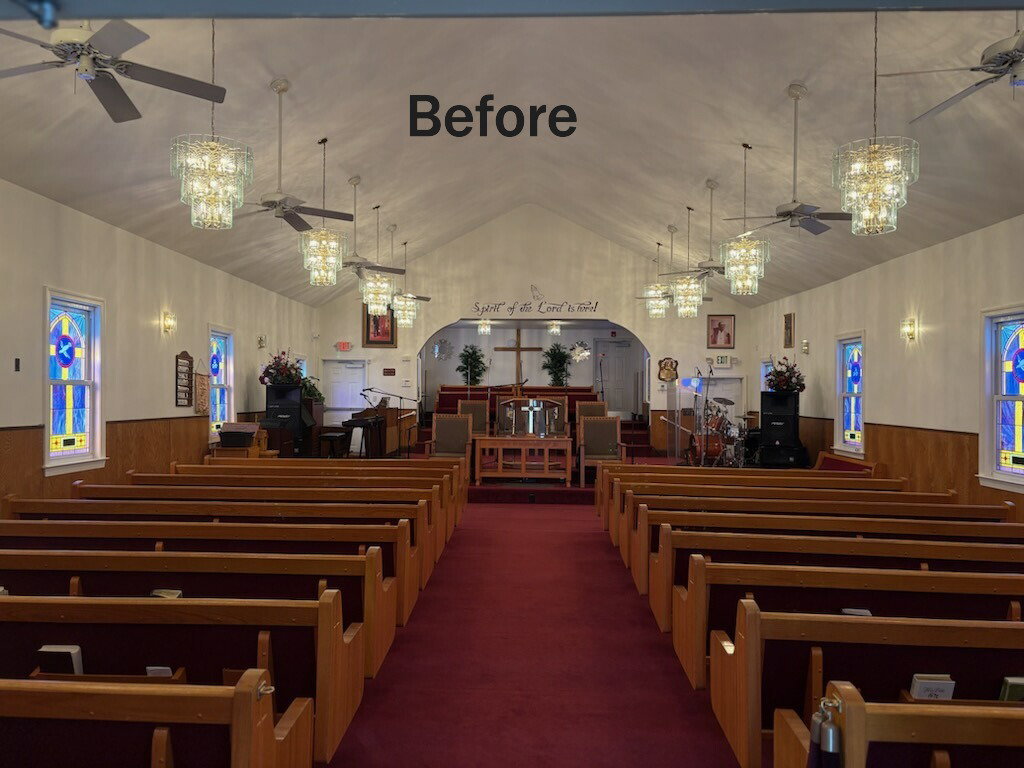Sanctuary lighting upgrade — before the work was carried out